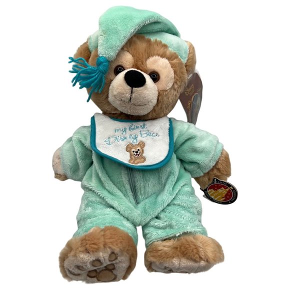 Disney Hidden Mickey Bear My First Plush Pre Duffy Disney Parks Green PJs Teddy - Picture 11 of 16
